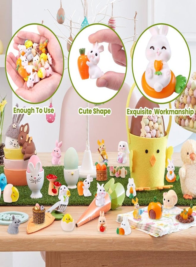 Vellibring 42 Pcs Easter Mini Resin Figurines, Miniature Sculptures Small Farm Bunny Chick Fairy Garden Decor for Dollhouse Easter Egg Fillers Party Favors Supplies DlY Landscape Terrarium - Image 3